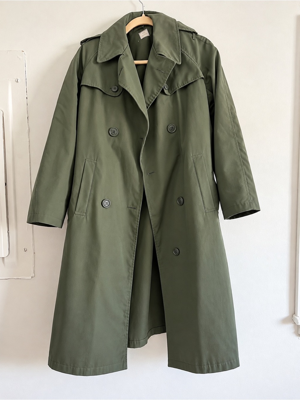& Other Stories Olive Green Double-Breasted Trench Coat